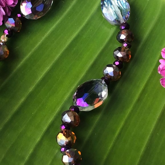 35 3/4" Magical Fairy Purple Faceted Crystal Glass Necklace $40 - Picture 9 of 9